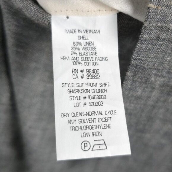 NWT Theory LINEN Blend SLIT FRONT SHIFT Sharkskin Crunch Mini Dress MEDIUM - Picture 14 of 15